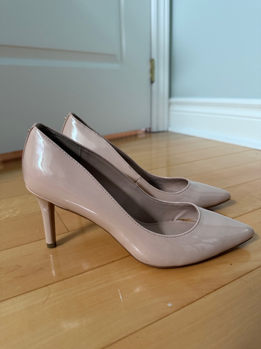 BCBGeneration Nude Patent Pointed Toe Pumps